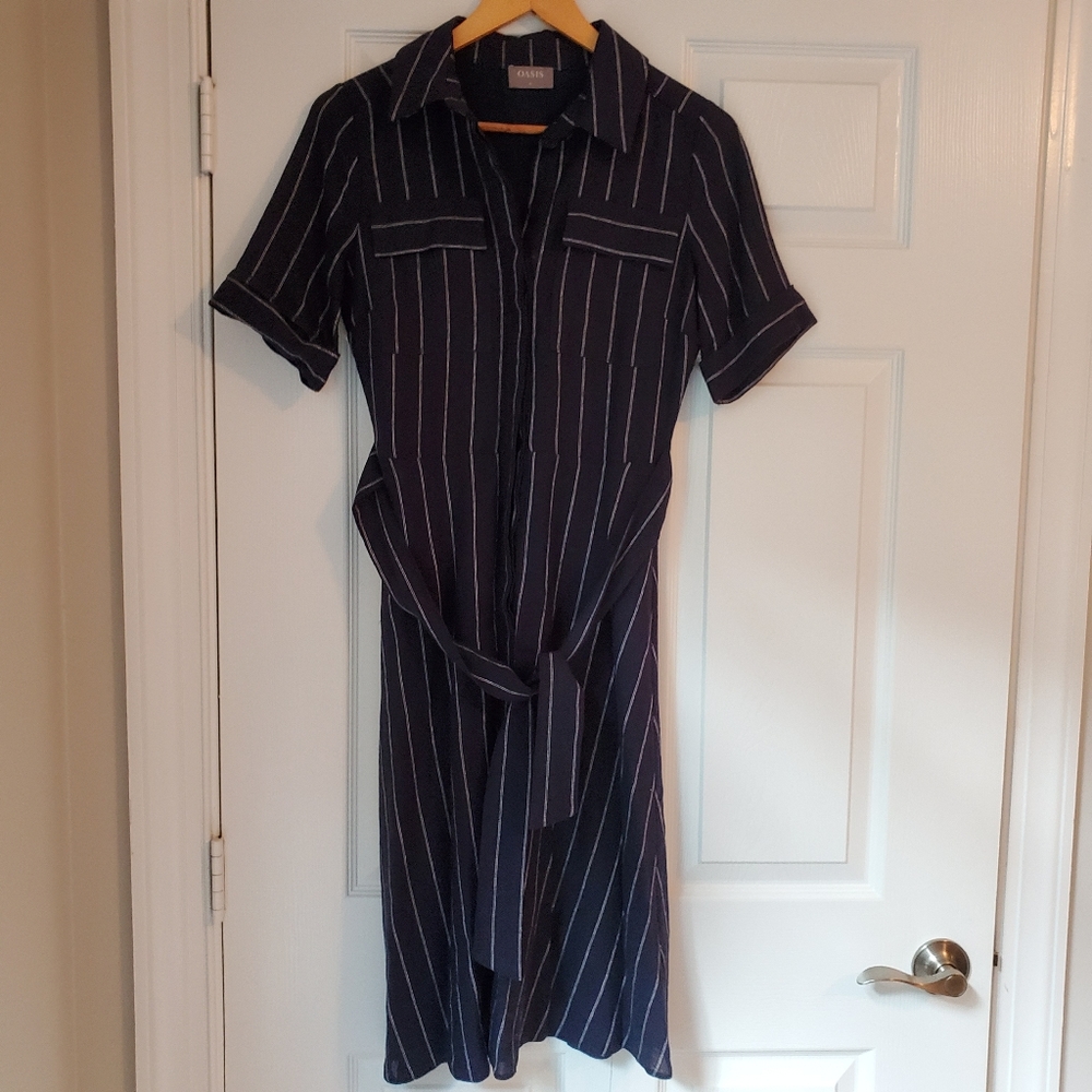 OASIS Navy Shirt Dress